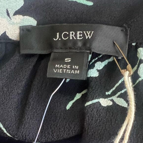 NWT J. Crew Black Floral Long-Sleeve Drapey Popover Women's Shirt Blouse size S - Picture 12 of 13
